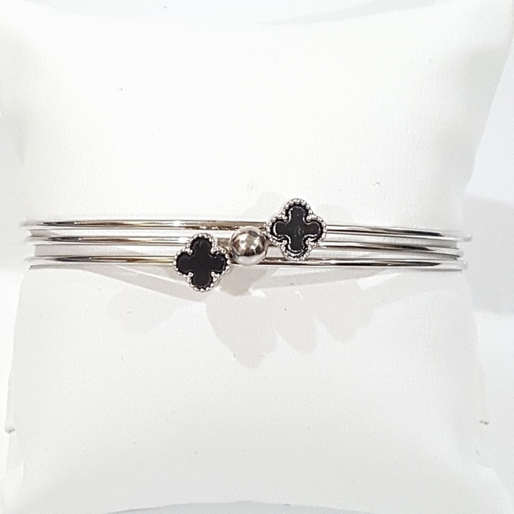 Jewelry - Silver & Black Bracelet Set